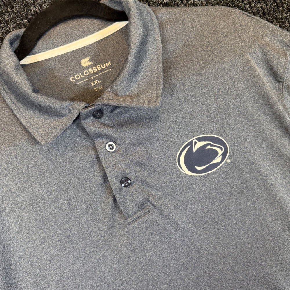 Colosseum Penn State Nittany Lions Mens XXL Grey Heathered Polo Shirt NCAA